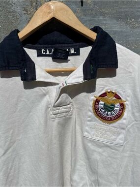 Aeronautica Militare Mens Graphic Long Sleeve Rugby Polo Shirt XL White